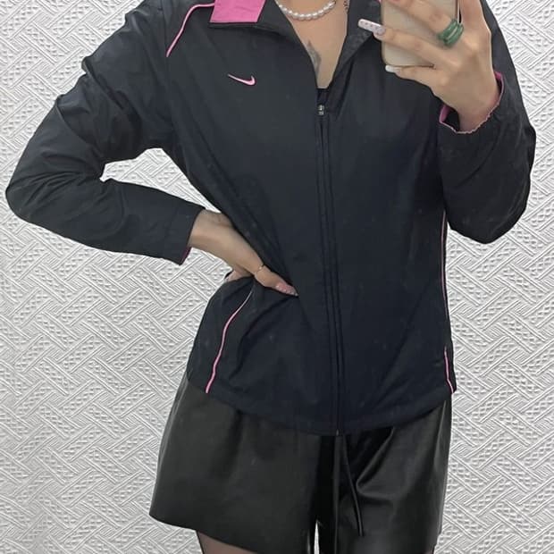 나이키 빈티지 Y2K 키치 핑크카라 바람막이 자켓 M C13238
