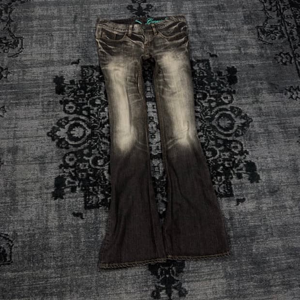Japanese 00s grey washing bootcut denim