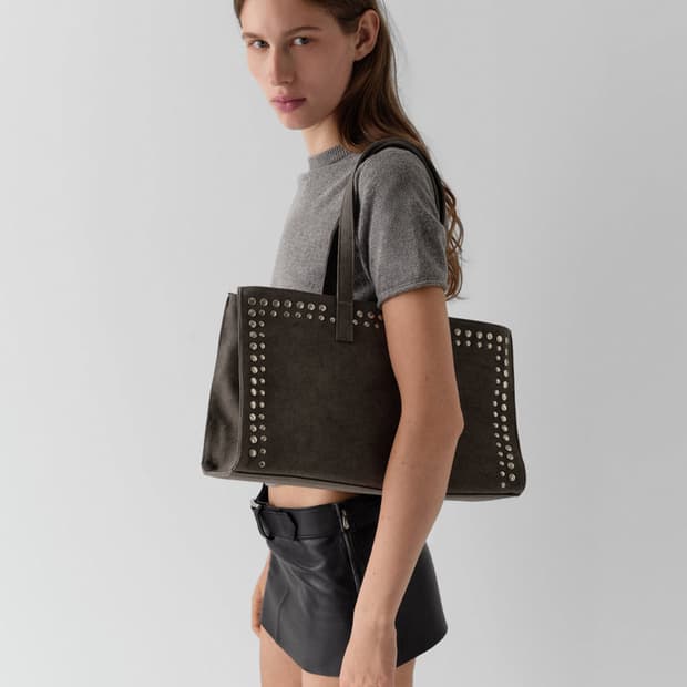 기마구아스 Midi Shopper 스터드 미디 쇼퍼백/그레이