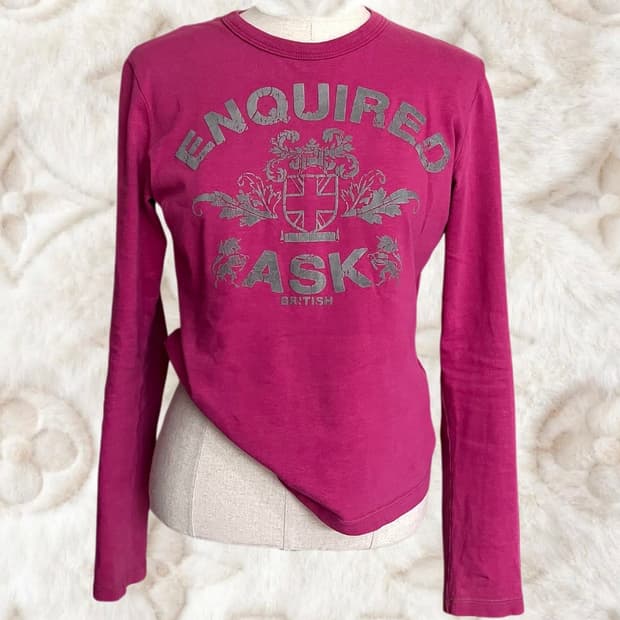 Japanese Vintage ASK 클래식 엠블럼 로즈 슬림 슬리브