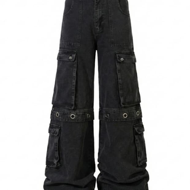 아일렛 카고 데님 팬츠