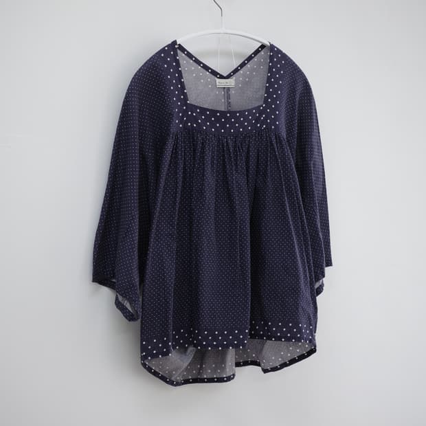 Mayme navy dot square blouse