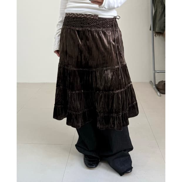 빈티지 벨벳 스커트