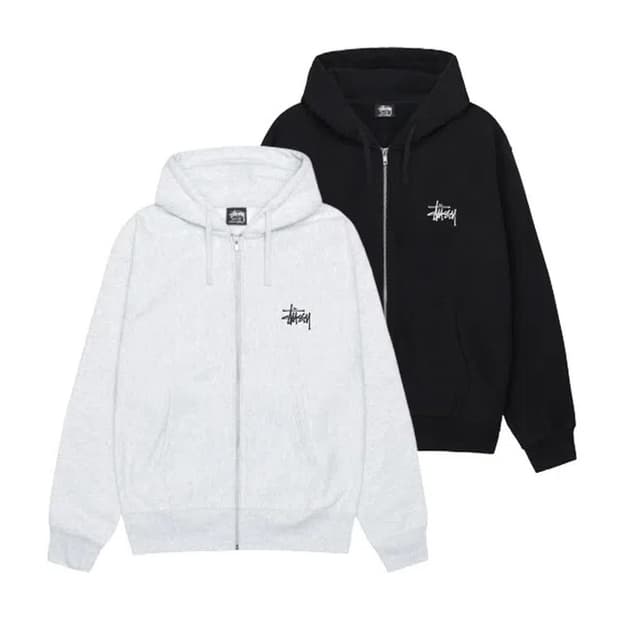 스투시 베이직 후드집업 블랙/멜란지 새상품