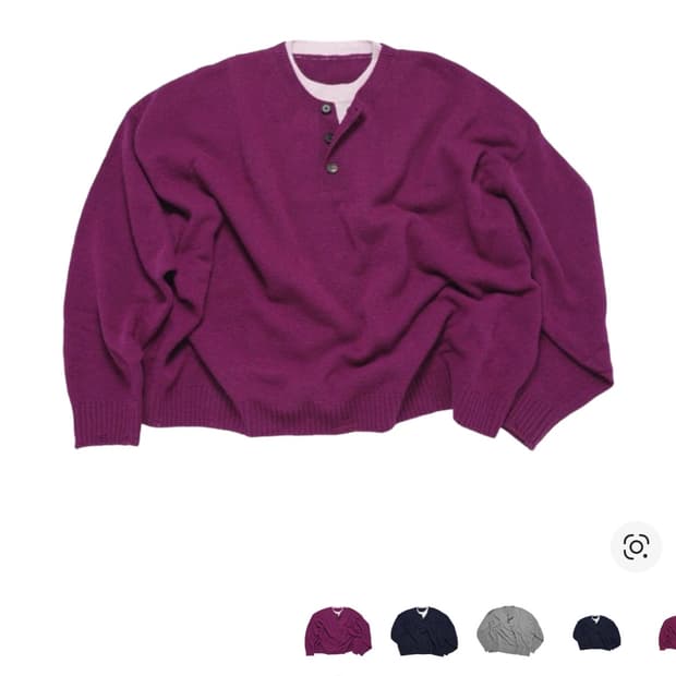 (M) mjd 콘트라스트 넥 캐시 크롭 니트 마젠타