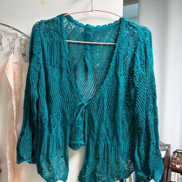 청록색 여름 가디건