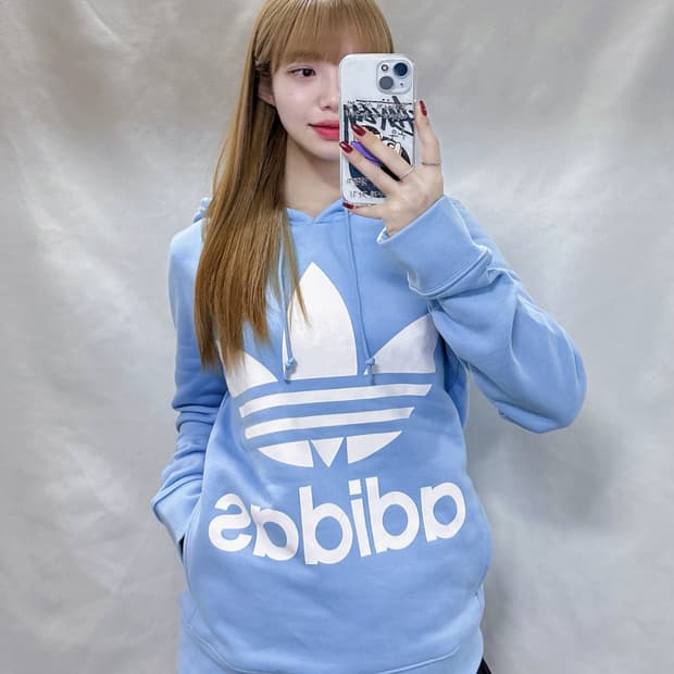 아디다스 빅로고 베이비블루 후드 
