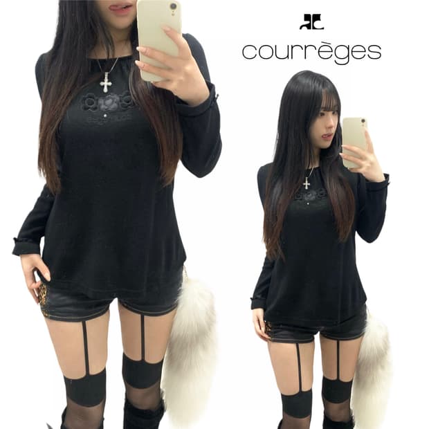 [COURREGES] 꾸레쥬 플라워 큐빅 롱슬리브