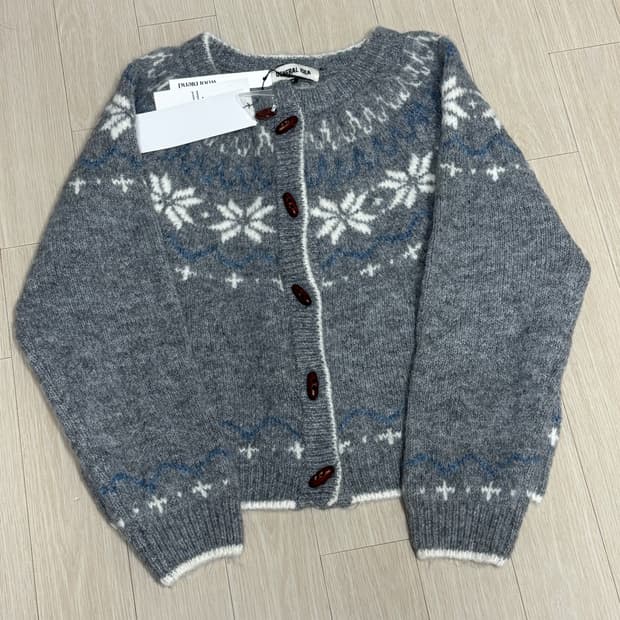 제너럴아이디어 울 노르딕 더플 가디건 그레이 s