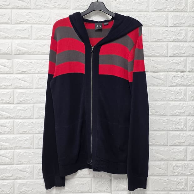 아르마니 알마니 스트라이프 후드 집업 L