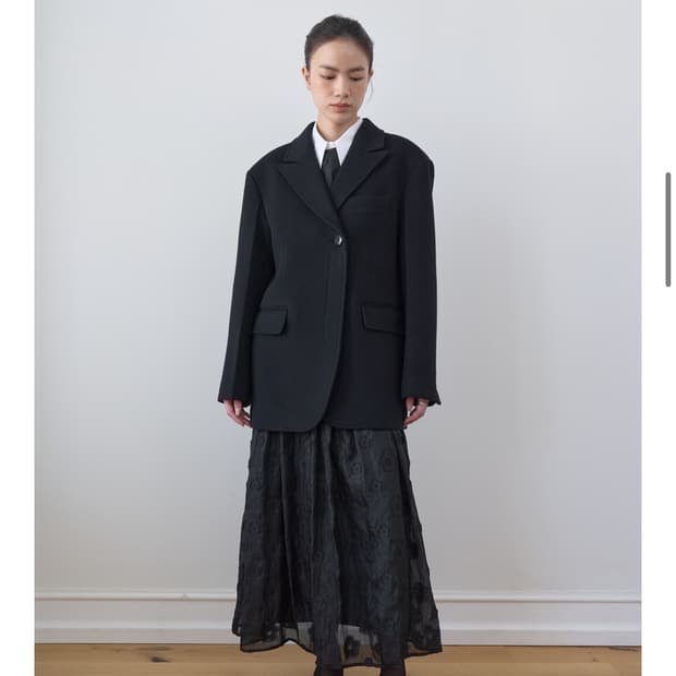 마조네 CASHMERE DOUBLE HALF COAT_BLACK