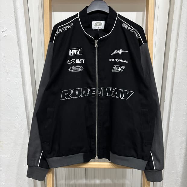 네스티 블랙 레이싱 면자켓