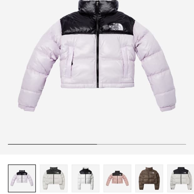 노스페이스 눕시 크롭 패딩 라일락