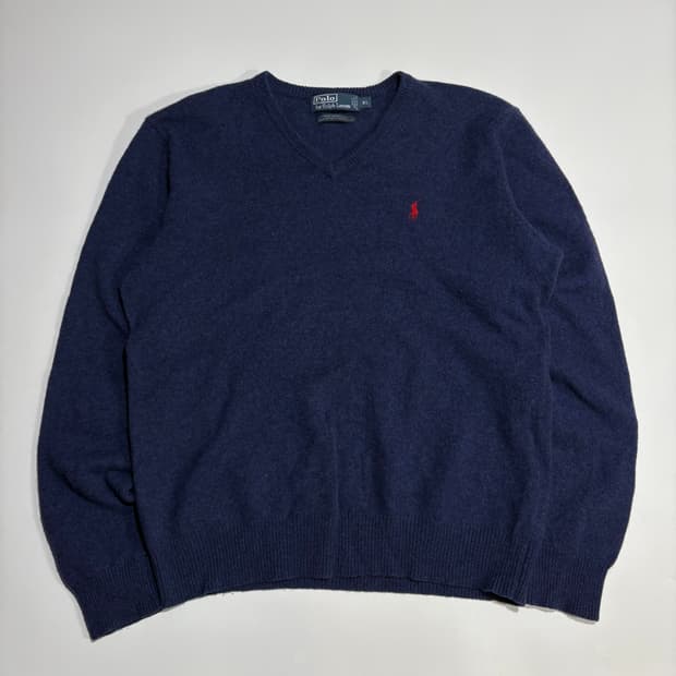 폴로 랄프로렌 네이비 브이넥 니트
