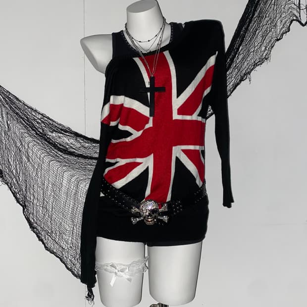 ꒰ঌ 유니언잭 영국기 오프숄더 니트 세트 ໒꒱