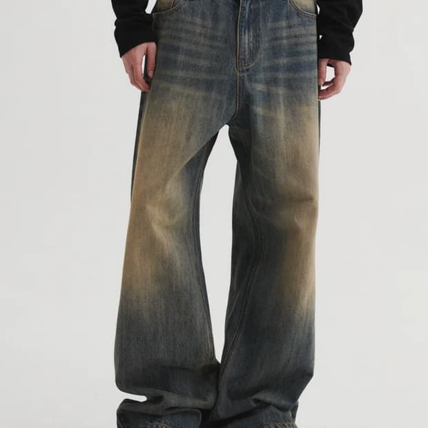 dnsr 시그니처 와이드 데님 팬츠 머드