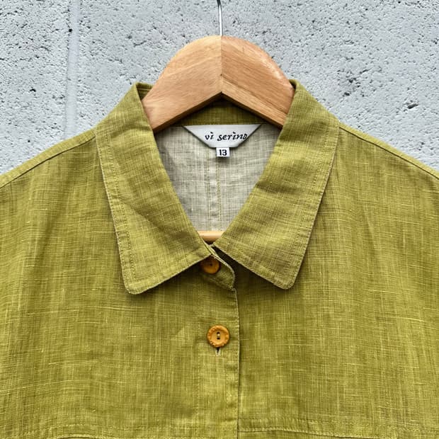 올리브 린넨 셔츠 자켓