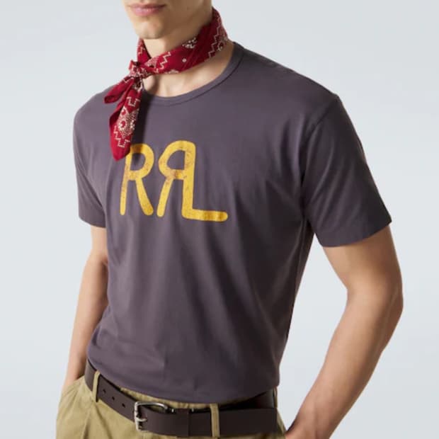 [M] rrl 로고 저지 반팔 티셔츠