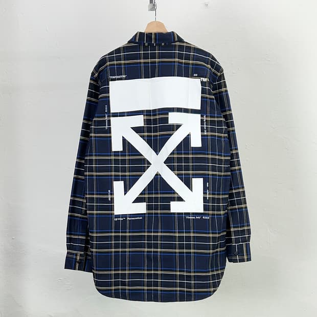 오프화이트 18ss 애로우 블루 플란넬 체크 셔츠