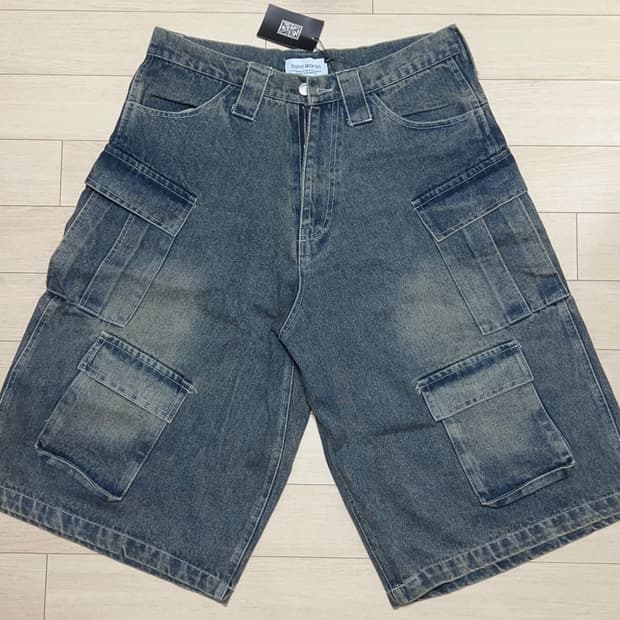 [미착용 새상품] 니치스 카고 데님 버뮤다팬츠 빈티지 워싱 블루 L