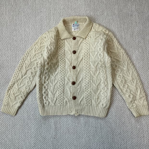 루이즈 핸드니트 울 케이블 가디건