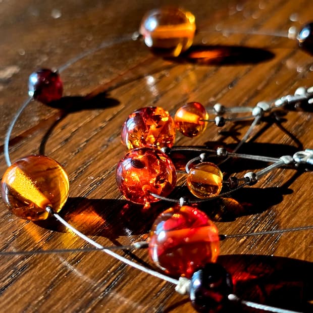 🇺🇸925실버 앰버 원석 앤틱 목걸이 귀걸이 세트