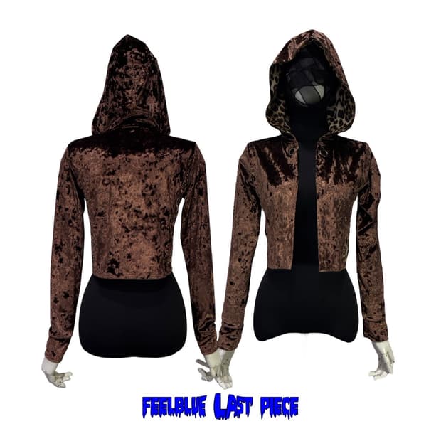 D.I.A 벨벳 아일렛디테일 레오파드 후드 자켓