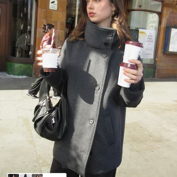 디망쉬 코트  dimanche double breasted coat