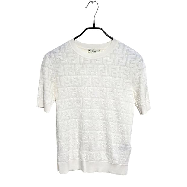 펜디 여성 FF 자가드 올오버 텍스처드 반팔니트