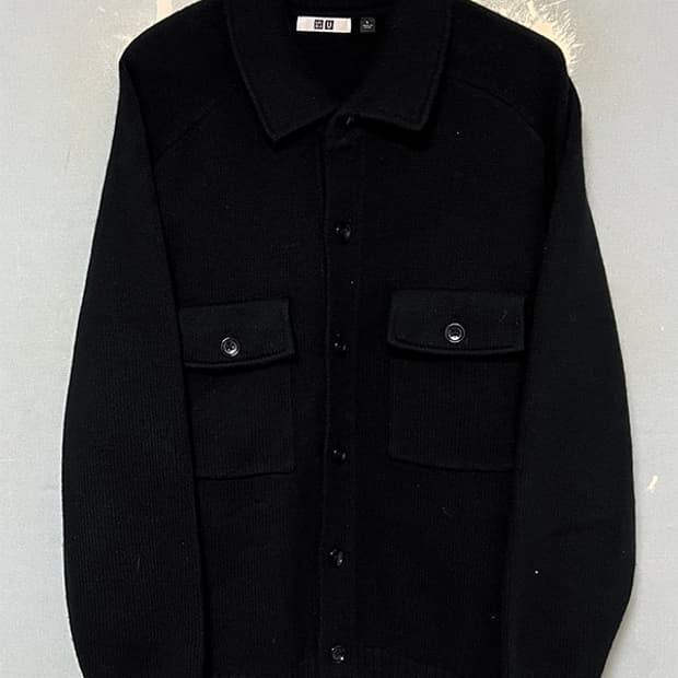 유니클로 남자 카라넥 울 가디건 추동 투포켓 L 100