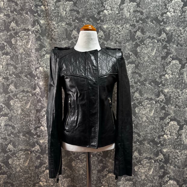 크롭 램스킨 가죽 자켓