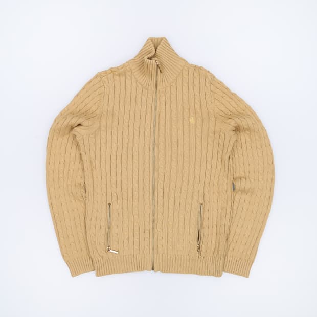 M 로렌 랄프로렌 여성 케이블 니트 집업 자켓 4188