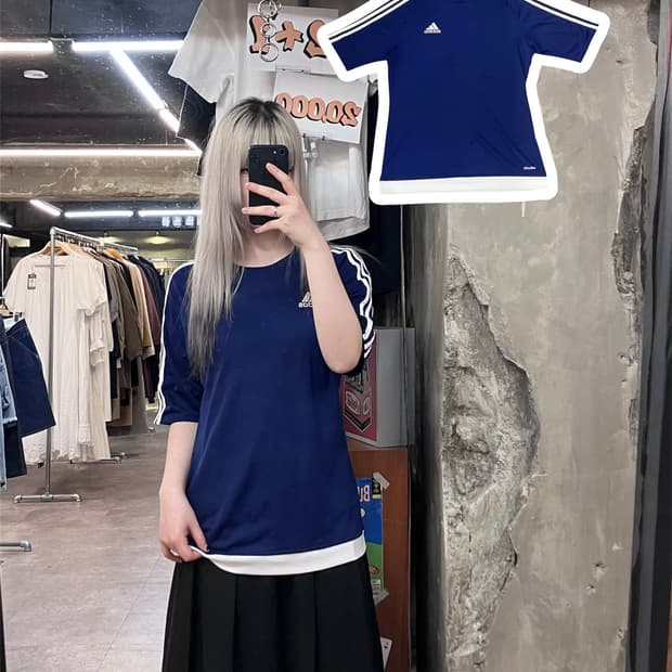 아디다스 반팔 티셔츠 네이비 L #csz3883 