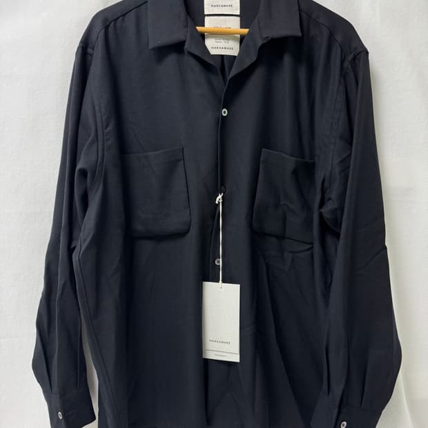 마카웨어 블랙 오픈 카라 울 셔츠 3