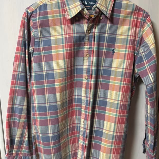 폴로 체크 코튼셔츠 M