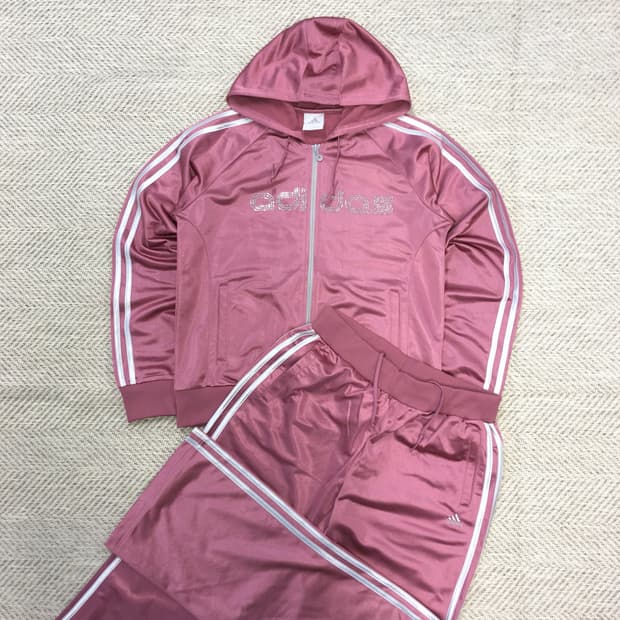 아디다스 y2k 로즈골드 큐빅 로고 트랙탑 져지 L SET