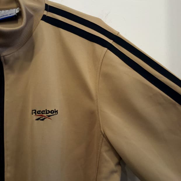 리복 베이지 트랙탑 블랙 라인 레트로 져지