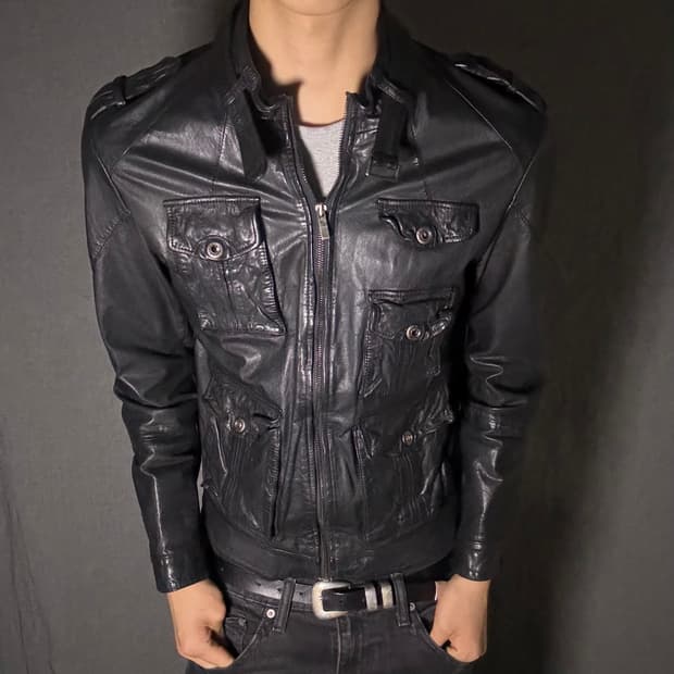 Calfs skin pocket leather jacket