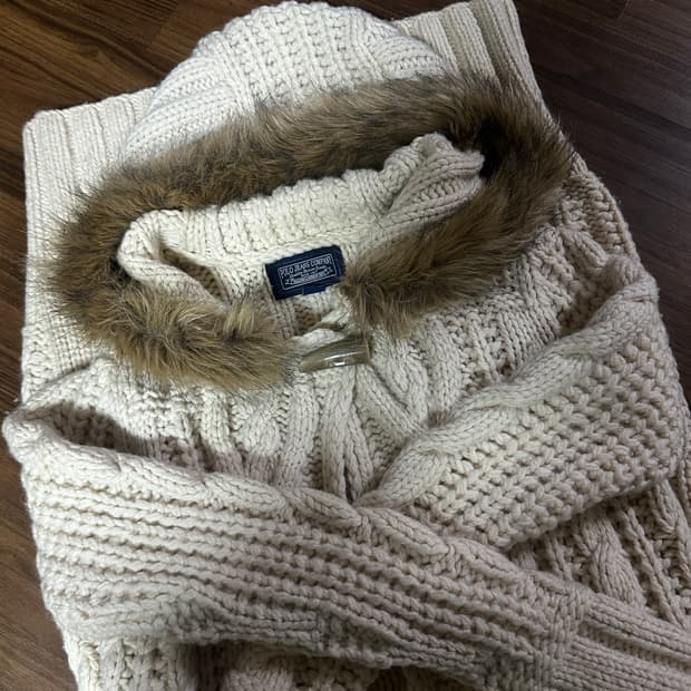 폴로 랄프로렌 롱니트가디건, 울 100%, 베이지, S