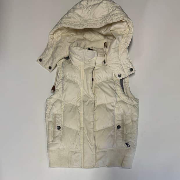 여성 후아유 아이보리 후드 패딩 조끼 s