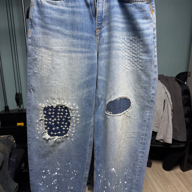 아더에러x자라 패치워크진 블루 EU36(KR26)사이즈