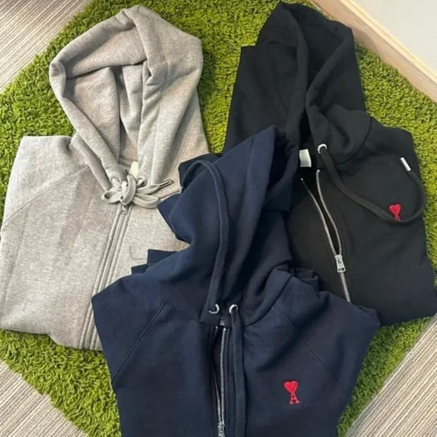 🔥[새상품/QR정품]🔥아미 후드집업 스몰로고 블랙,그레이, 네이비