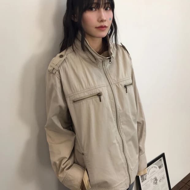 Thruxton Military Beige Zip Jacket