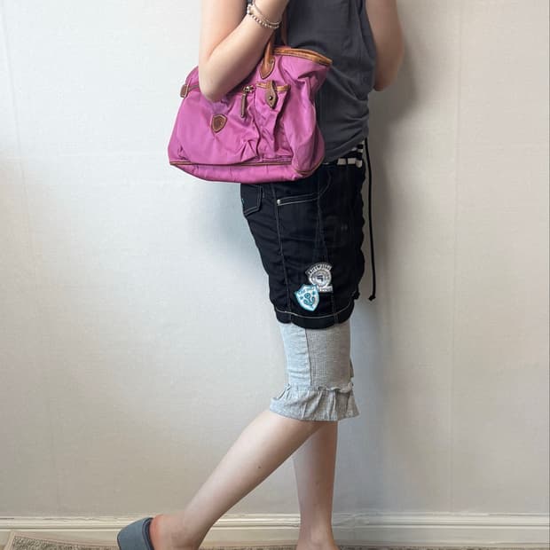 Nylon Leather Shoulder Bag