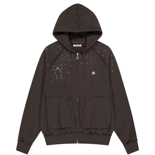코이세이오 트윙클 후드 집업 다크 브라운