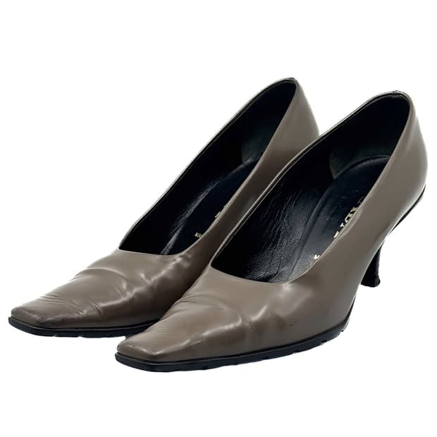 Prada  Square-Toe Leather Pumps/ 37