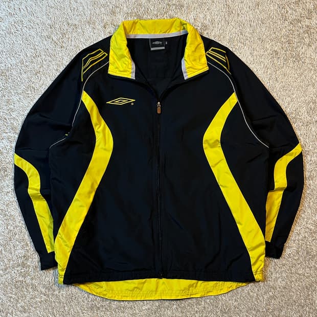 희귀) 엄브로 올드스쿨 배색 바람막이 자켓 블랙 옐로우
