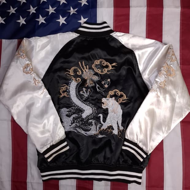 오리지날 일심여경 백호 드래곤 자수 스카잔