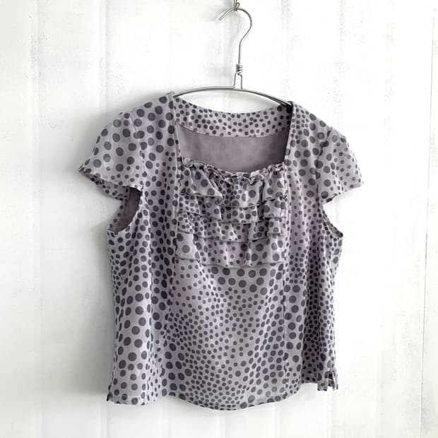 Purple-Gray dot Blouse