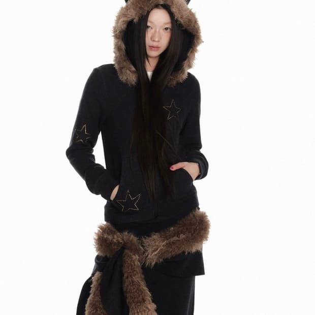 JIKOO 지쿠 셋업 상하이 중국 갸루 정품 악마 뿔 후드집업 팬츠 m